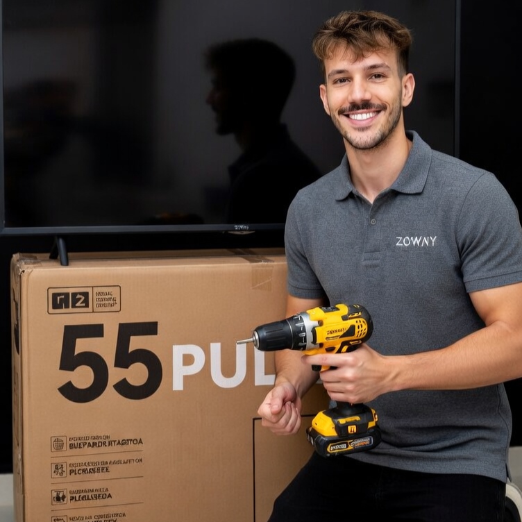 Instalación de soportes para TV hasta 55 pulgadas — anclajes reforzados y nivelación láser